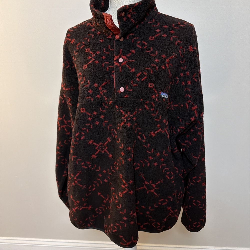 Vintage Patagonia Synchilla Fleece Snap Pullover Sweater 1994 Red Black Size XL